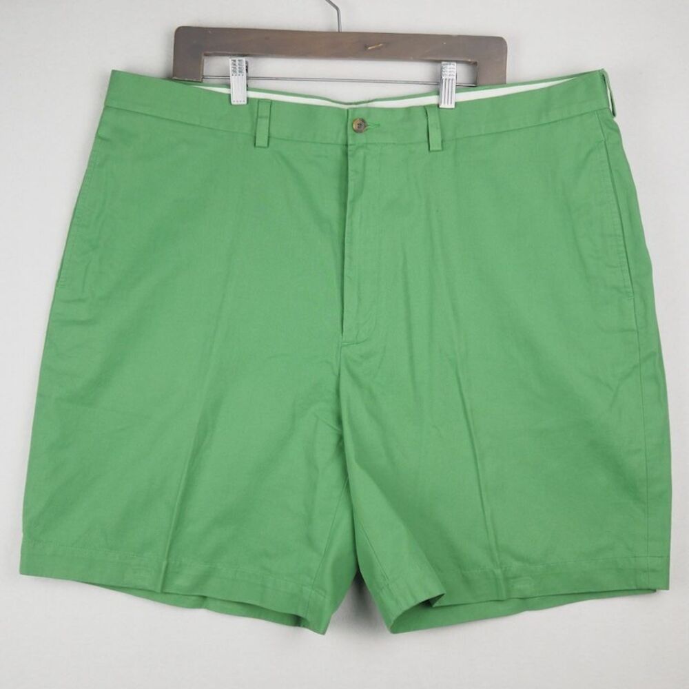 Brooks Brothers Lightweight Flat Front Shorts 9 Inch Green Mens 42 Cotton Chino